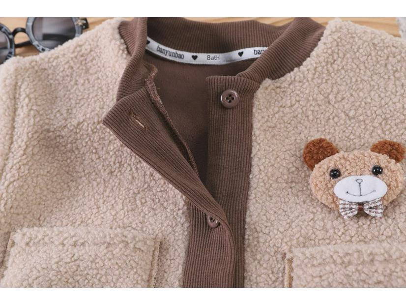 2023 Baby Warm Velvet Sweater & Pants Two-Piece Suit with Scarf for Autumn/Winter