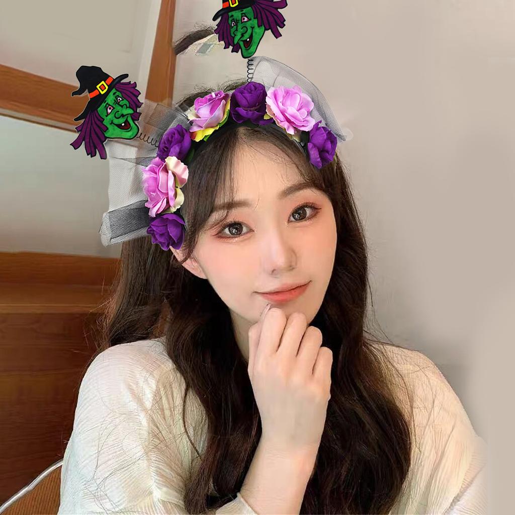 Witch Headband Children Dress Up Flower Headwear Hair Accessories for Children Witch Costume Supplies Props