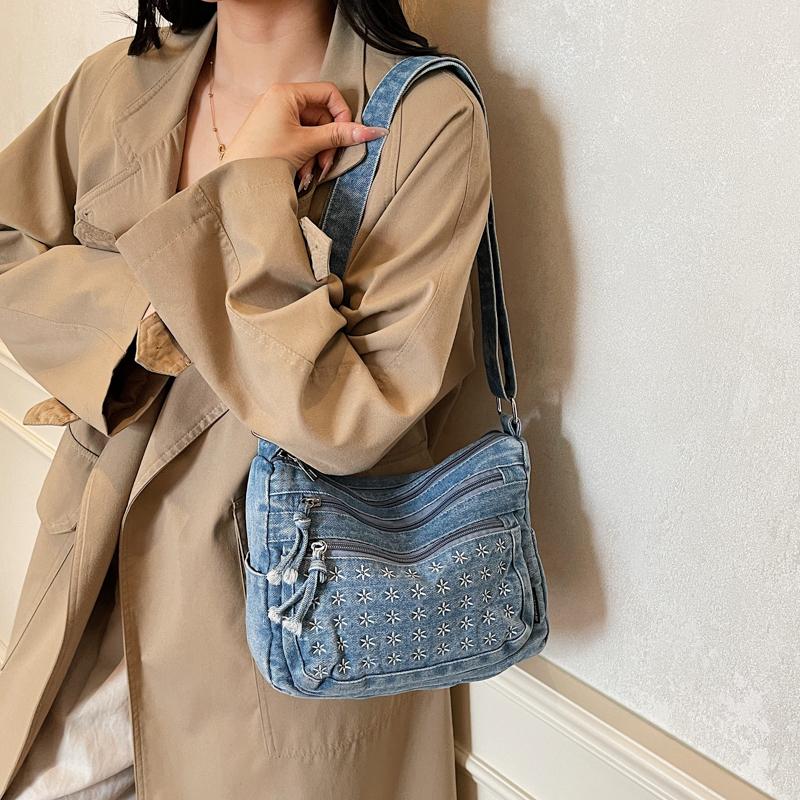 Women's Crossbody Bag Denim Bag Commuter Solid Color Shoulder Crossbody Bag