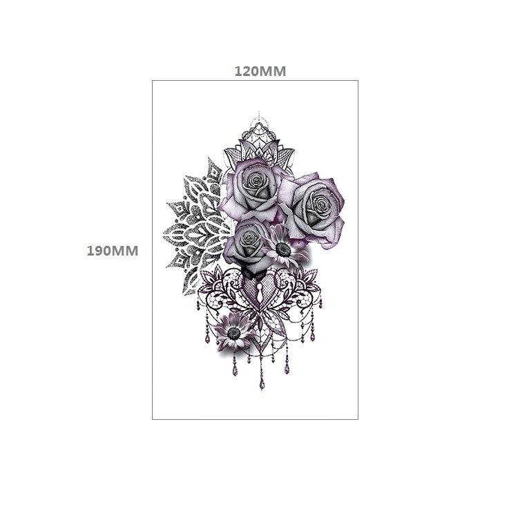 Waterproof Tattoo Sticker Girl Colored Rose Lotus Bohemian Brahma Totem Chest Back Cover Tattoo