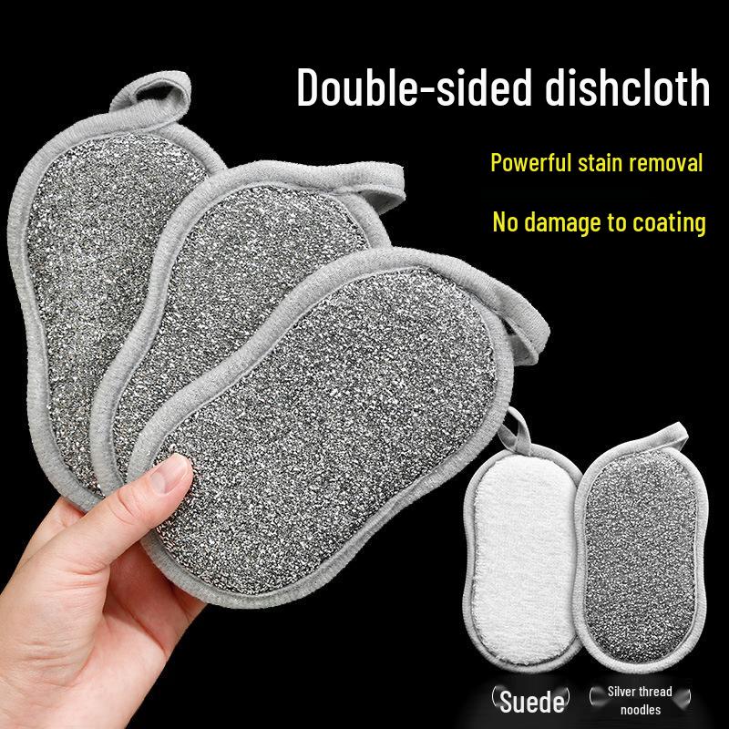 Double-Sided Non-Stick Kitchen Scrubber: Scouring Pad, Towel, Sponge & Brush Combo