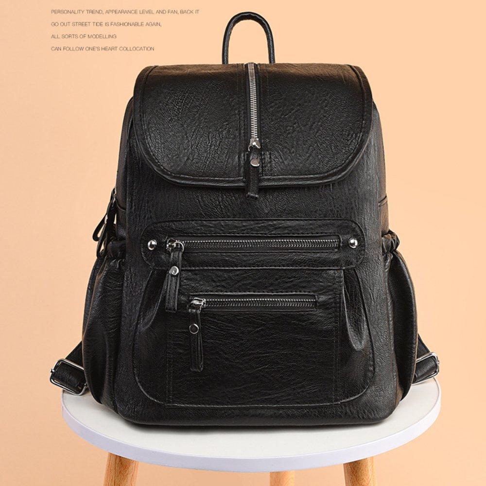 Minimalist Soft Leather Backpack for Women Large Capacity Casual Travel Daypack