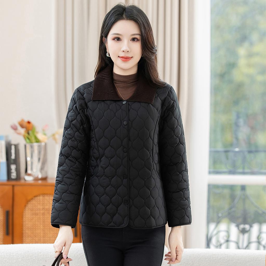 Thin and warm small cotton-padded clothes women's lapel fashion temperament mother's cotton-padded clothes, the elderly women's cotton-padded jackets