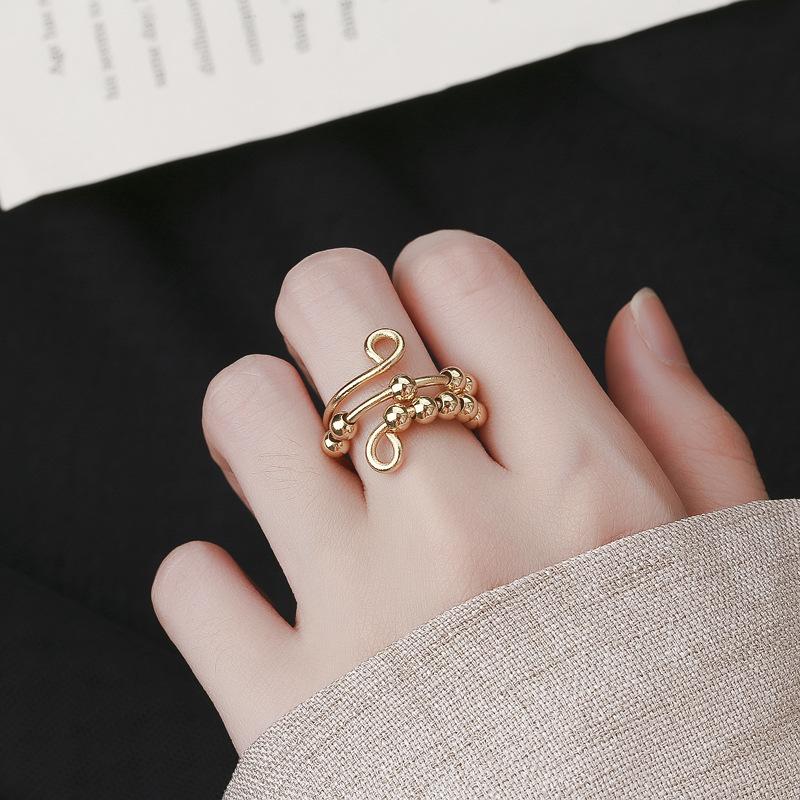 Women's Ring Personalised Simple Gold Ring Double Opening Adjustable Unwrapped Rings