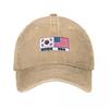 South Korea flag  USA flag Baseball Cap derby hat Funny hats Wild Ball Hat Military Tactical Cap Hats Women Unisexs