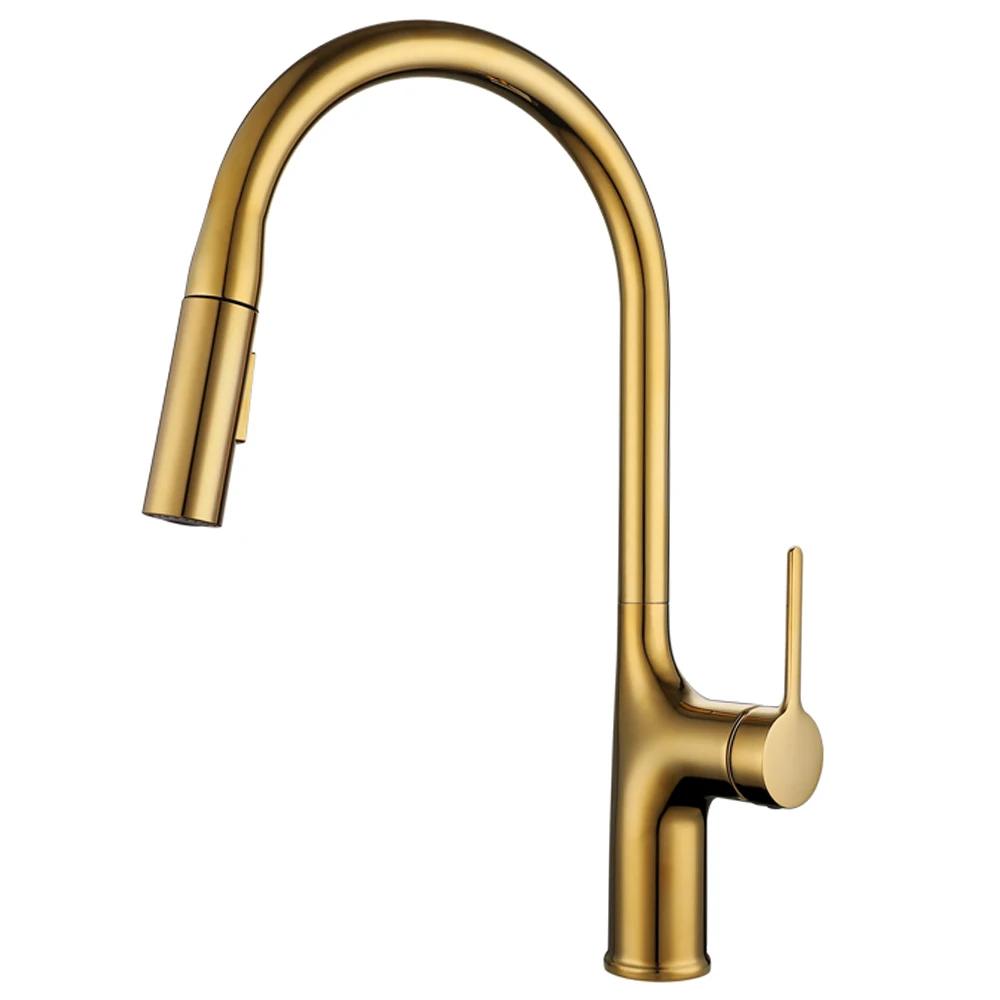 Bagnolux Black Brass Deck Mounted Kitchen Faucet Two Function Single Handle Pull Out Mixer Hot and Cold Water Pull Out Taps