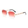 New sunglasses women's frameless chain large frame thin sunglasses European and American ins style fashion glasses