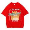Funny Cat Holding Fish I Do What I Want Print Women Cotton Teenagers Short Sleeve Tee Shirt Summer Daily Street Casual Loose Tee