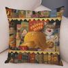 Oil Painting Color Cat Cushion Cover Pillowcase Home Decor Cartoon Animal Sofa Pillowcase Pillowcase Aesthetics