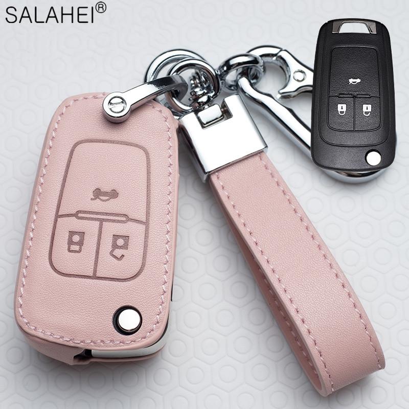 

Leather Car Key Case Cover Fob For Chevrolet Cruze Aveo Trax Opel Astra Corsa Meriva Zafira Antara J Mokka Insignia For Buick
