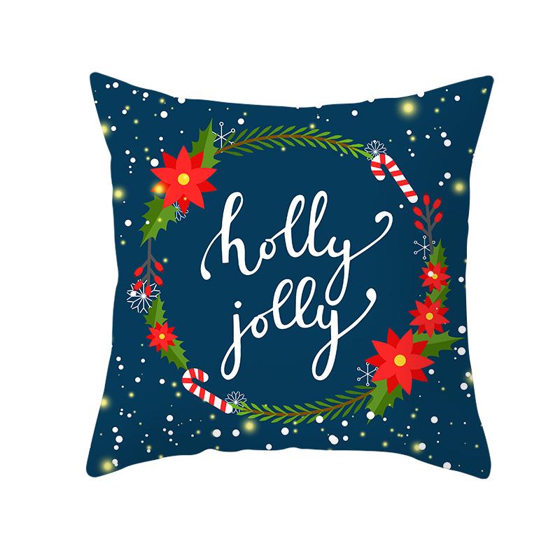 Peach Skin Christmas Print Pillow Case Cartoon Animal Home Sofa Cushion Cover Bedside Bedroom Pillow