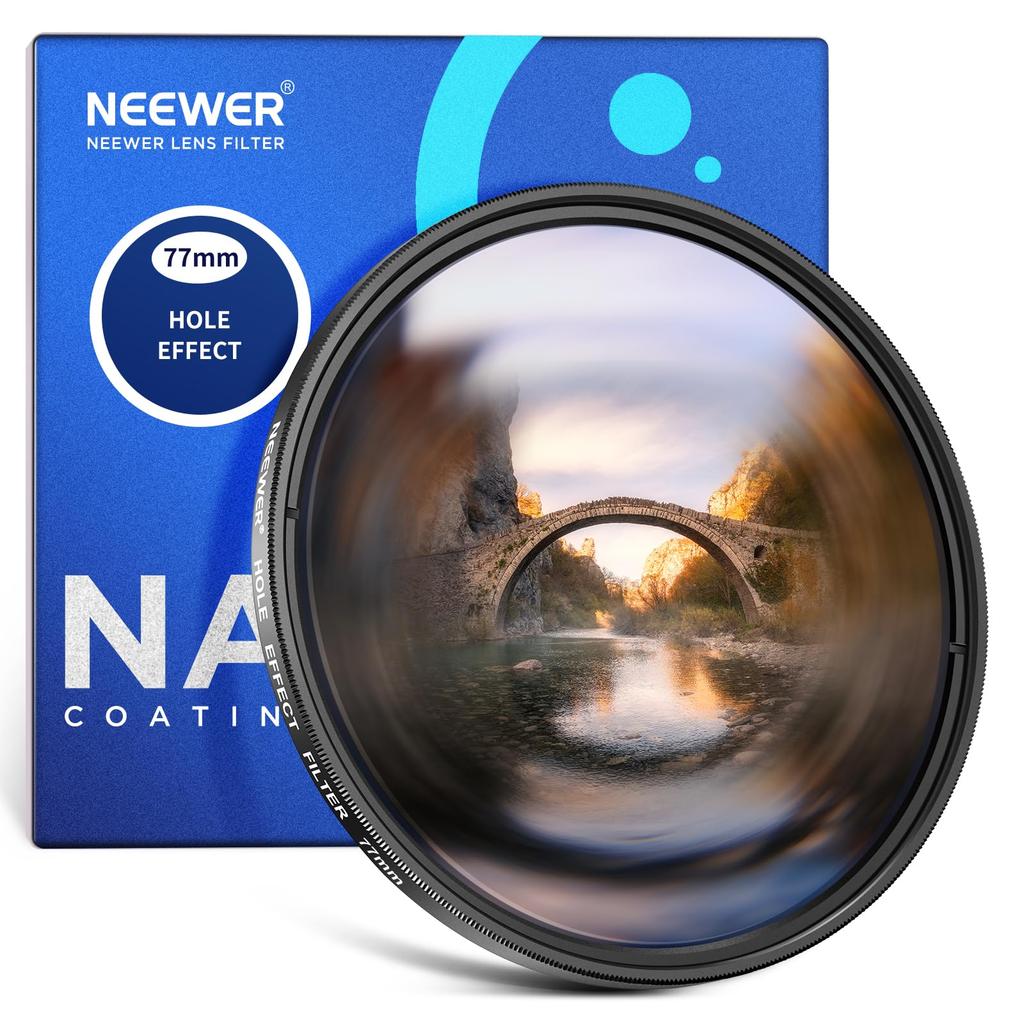 NEEWER 77mm Spiral Halo Camera Lens Prism K9 Optical Glass Special Effects Filter for Photo Camera Lens Tunnel Vision Warp Circular Halo Frame Effect