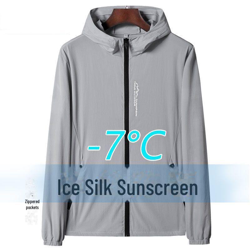 Men's Ice Silk UV Protection Hooded Jacket - Breathable, Lightweight Sunproof for Summer Sports & Fishing.