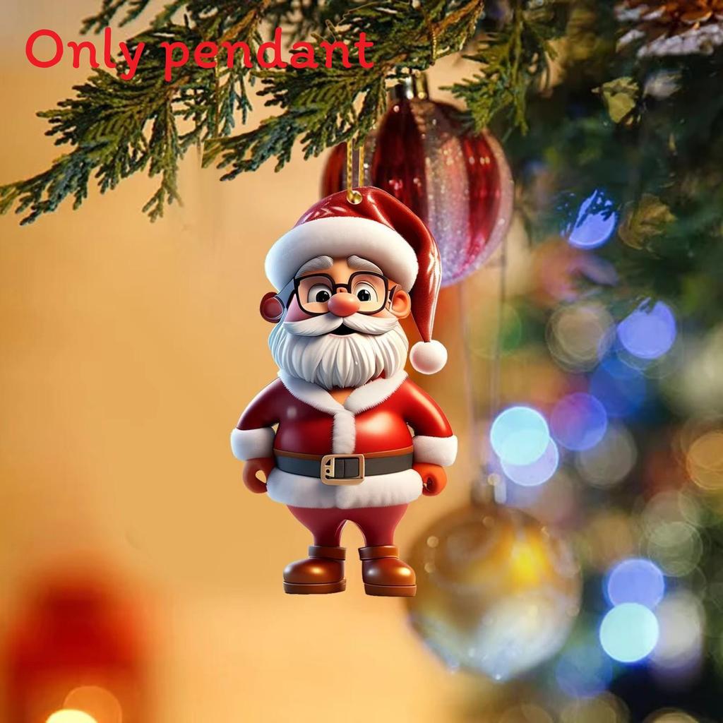 Cartoon Santa Cute Claus Pattern Acrylic Pendant For Christmas Decoration