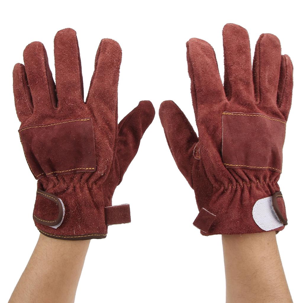 Heat Resistant Gloves Calf Leather Polyester Hand   BBQ Grill Oven Mitts Short Type