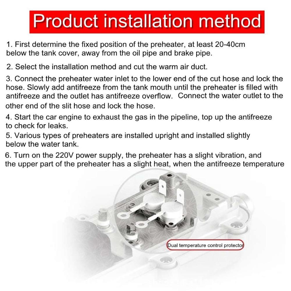 2000W 220V Car Truck Electric Fast Start Coolant Preheater Motor Heating Preheating Air Parking Water Tank Auto Engine Heater