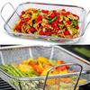 Basket For BBQ, Fruits Veggies With Handle Stainless Steel Square Multifunctional Basket 42.5*28*10.5cm For Kitchen And Barbecue