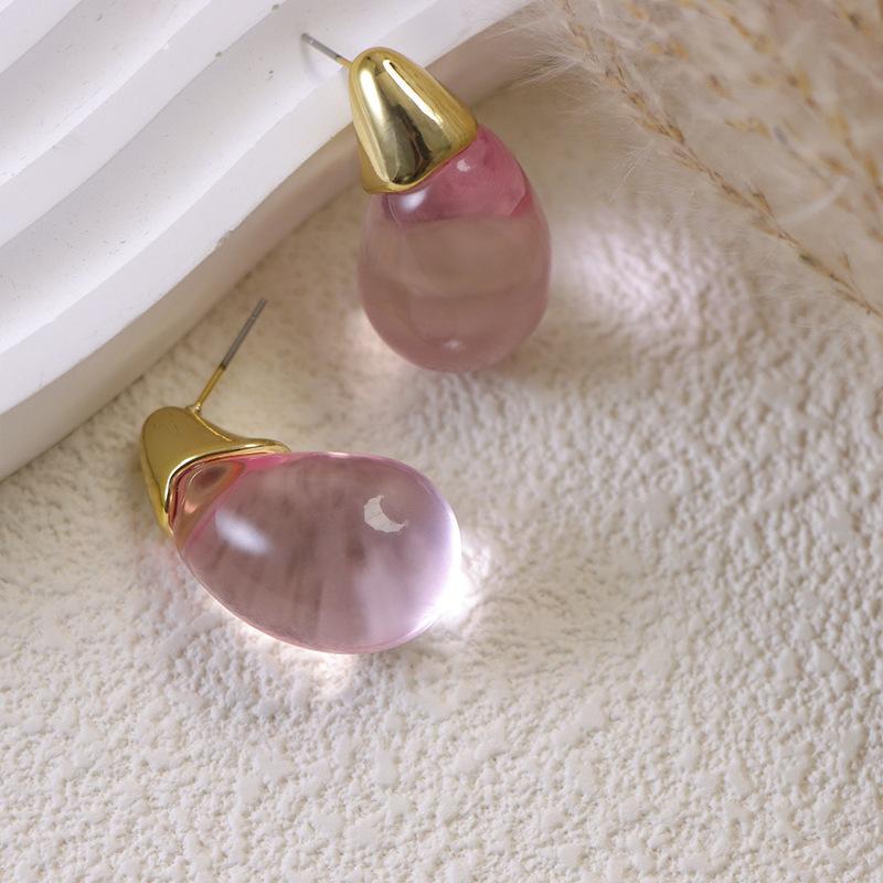 Korean Transparent Water Drop Earrings For Women Elegant Colorful Teardrop Stud Earrings Fashion Ear Jewelry Brincos Party Gifts