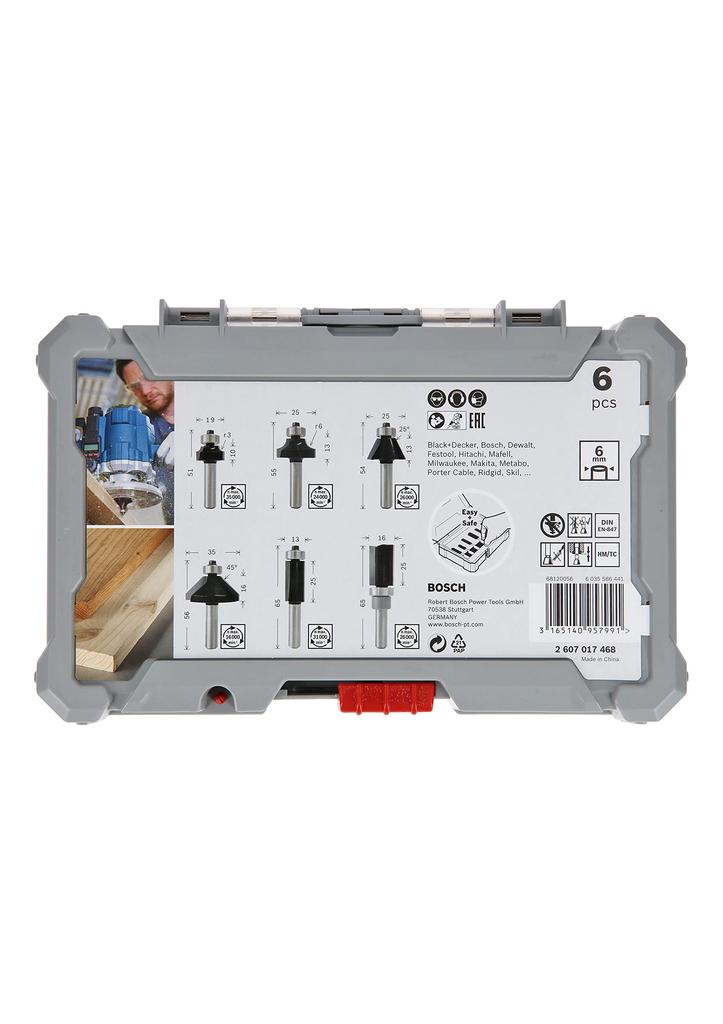 Bosch Bit Set 6 2607017468 Router/Trimmer (6 Types, Pieces)