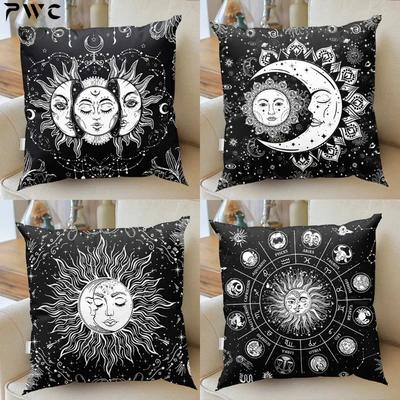 Mandala Throw Pillows White Black Sun And Moon Cushion Cover Throw Pillow Cases Sofa Cushion Cover Tarot Pillowcase Home Decor