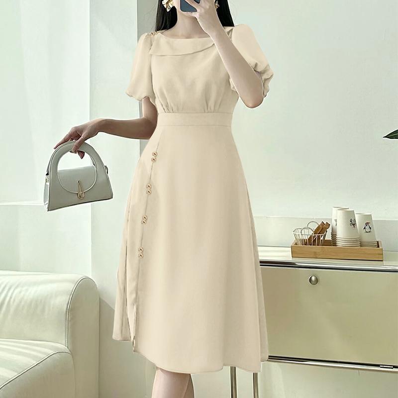 

ZANZEA Женское повседневное платье с косым вырезом, летнее, с коротким рукавом, однотонное 3XL хаки