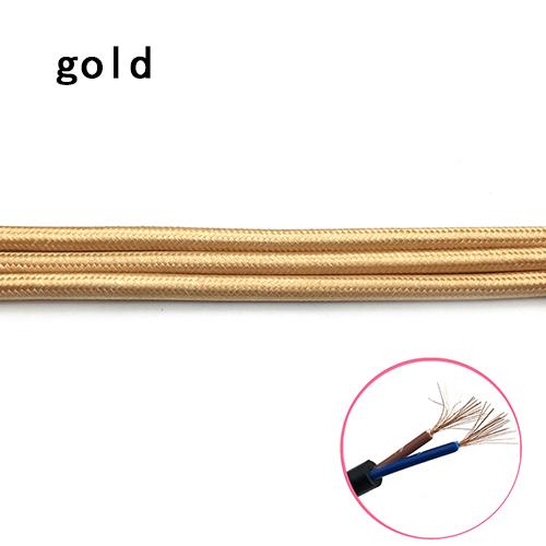 

Старовинний 2-жильний електричний дріт Мідний кручений тканинний кабель Плетений 0,75 мм*2 шнур Текстильний кабель Підвісна лампа Дріт освітлення Едісона 2m золотий