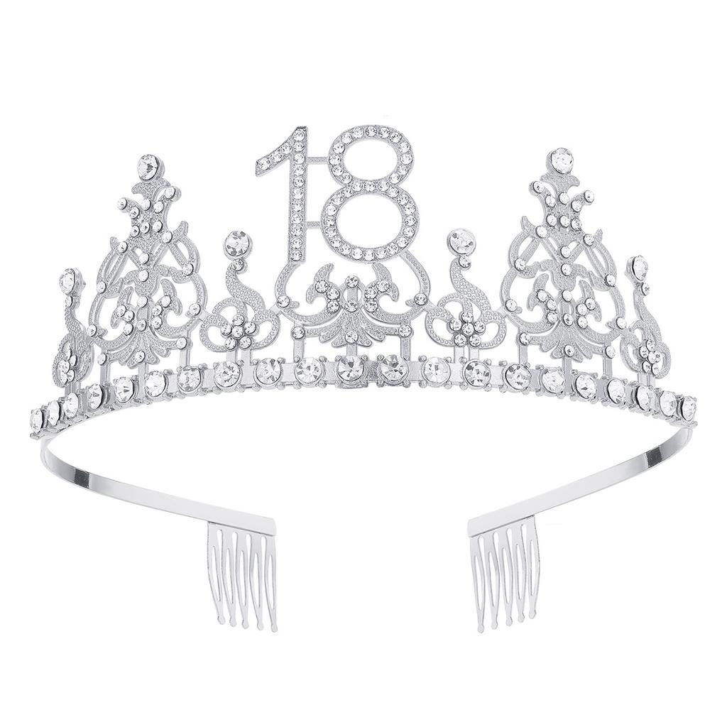Fashion Alloy Digital Crown With Diamond Tiara 18Th Birthday Party Pearl Alloy Headband
