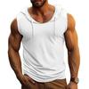 Herren-Tanktop mit Kapuze, einfarbig, ärmellos, Fitness-Unterhemd, Bodybuilding-Weste, Muskel-T-Shirt für Sport, Fitnessstudio, Alltag