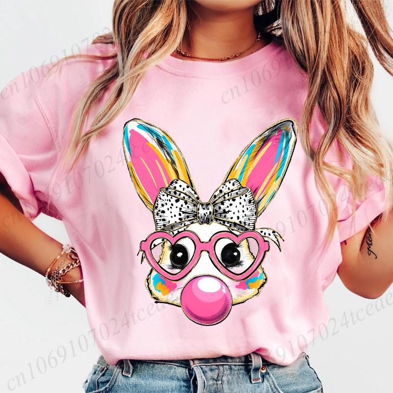 Coquette Bunny Print Women T-shirt Tshirt Summer Bunny Graphic Fashion Female T Shirts Woman Clothing Rabbit Cartoon Clothes
