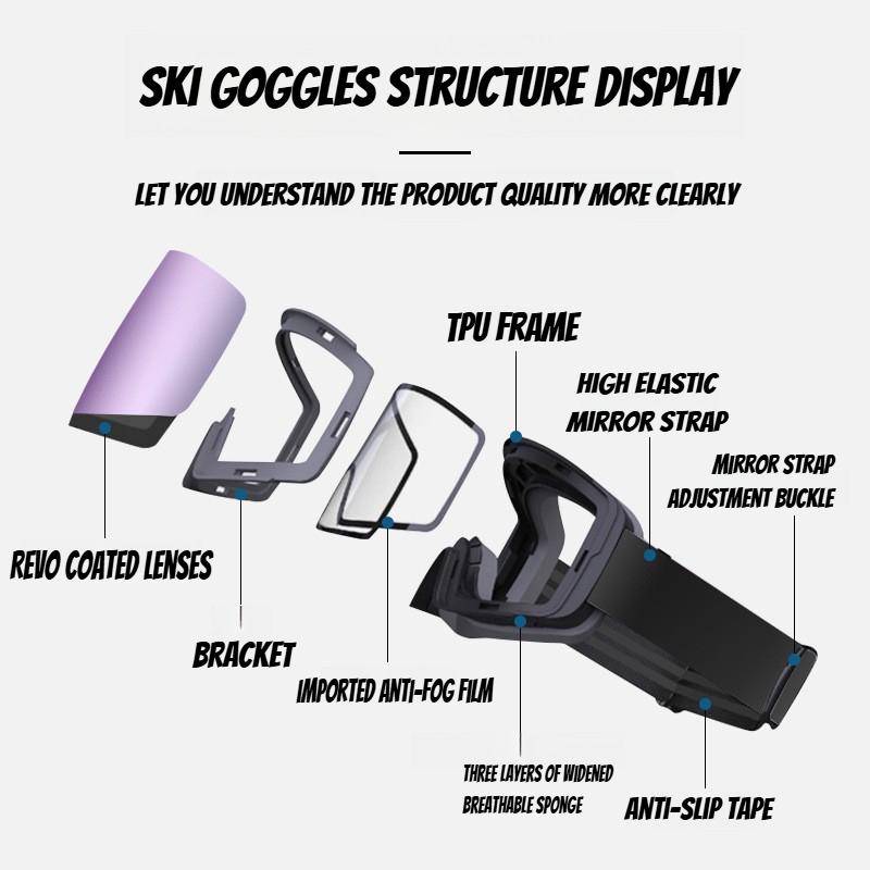 New Flip-Cover Ski Goggles with Cylindrical Magnetic Double-Layer Anti-Fog Windproof Sports Eye Protection Snowy Skiing Glasses