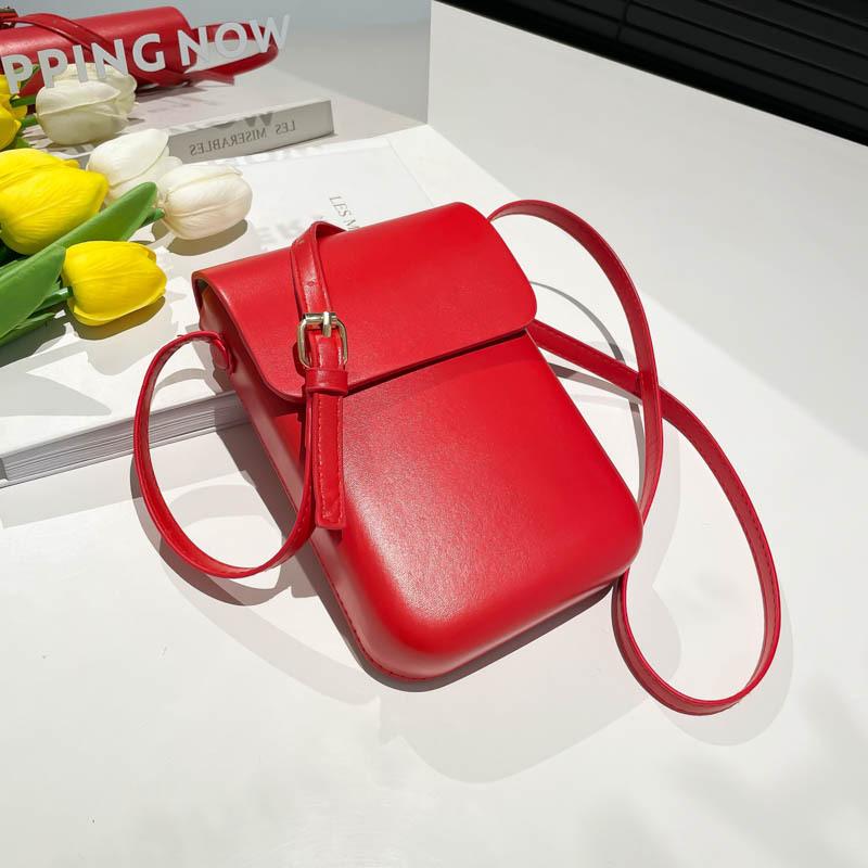 Candy Color Saddle Faux Leather Bag Sweet Small Square Phone Purse for Women CLE