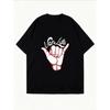 White Oversized T-Shirt With Van Life Hand Sign Print For Casual Wear And Street Style