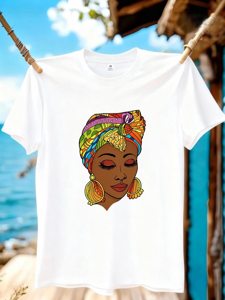 Yj01157cartoon Character Print Plus Size Unisexs Tshirt Summer Casual Short Sleeve Top Fashionable Versatile Clothing