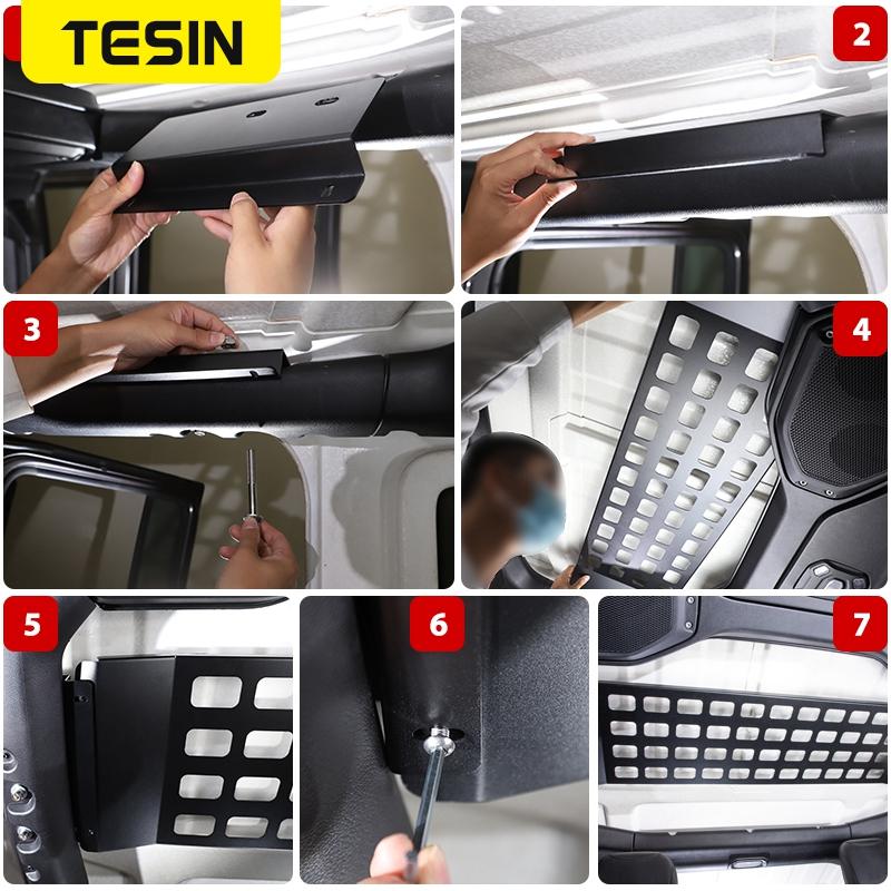 TESIN Auto Zadní řada Střecha Úložný prostor zavazadel Rozšiřovací organizér Police Příslušenství pro Jeep Wrangler JL Gladiator JT