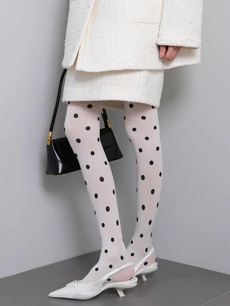 Vintage Women's Pantyhose Fashion Sexy Crash Tights Spring Autumn Polka Dot Stockings Super Elastic Bottoms Y2k Female