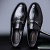 2025 Leather Shoes Men's Dress Business One Pedal Loafers Lazy Feet British Casual Leather Shoes Black Wedding