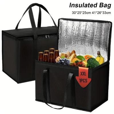 1 Stück Neue Große Kapazität Isolierte Tasche Tragbar Reißverschluss Alufolie Lebensmitteltasche 40L Kühlertasche Picknick Camping
