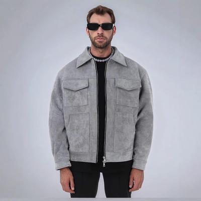 Herren Trendige Wildleder Reißverschlussjacke 2025 Europäisch & Amerikanisch mit Großen Taschen