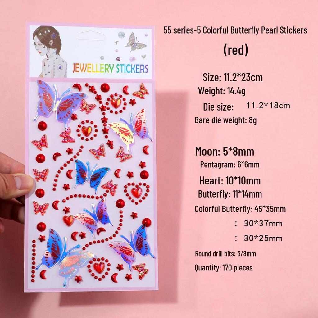 Bunte Schmetterlingsfee 3D Gesichtsaufkleber für Kinderschminke auf der Bühne