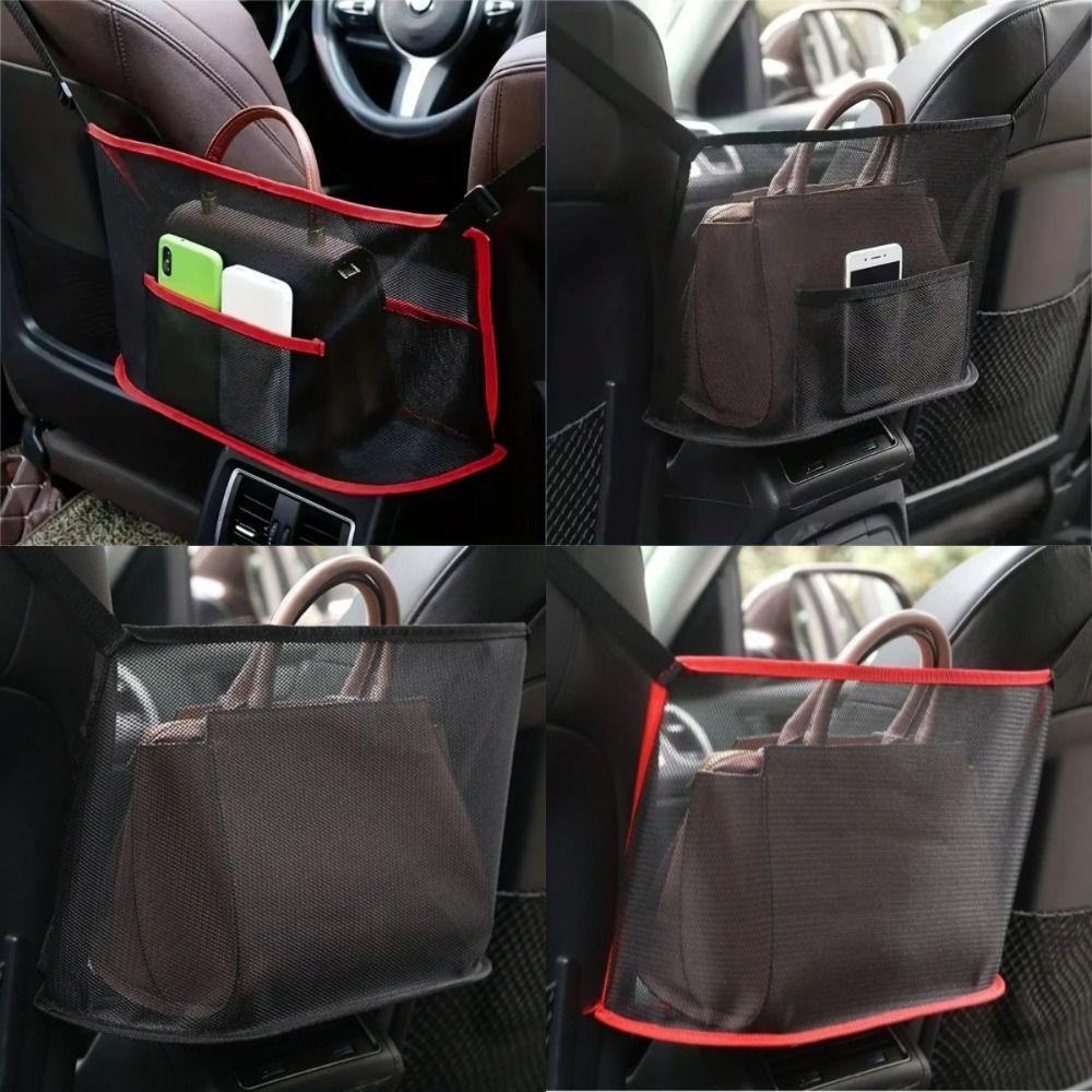 Spacious Car Seat Mesh Bag Convenient Handbag Purse Organizer Mesh Storage Net Pocket Auto