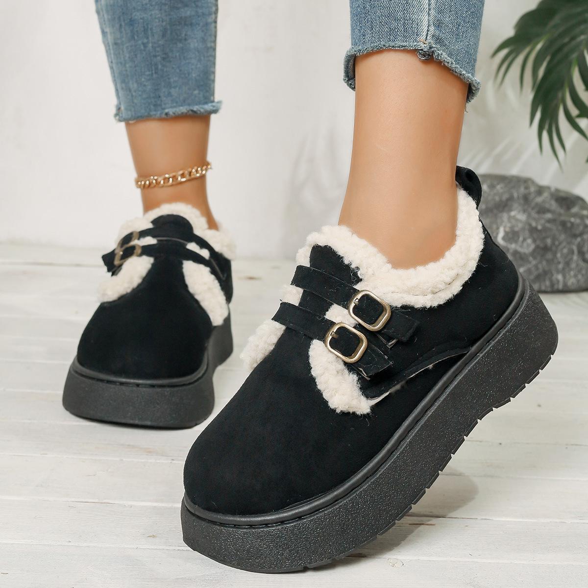 Женские туфли на платформе Birkenstock, зимние мокасины с плюшевой подкладкой, увеличивающие рост пушистые зимние ботинки для женщин 36