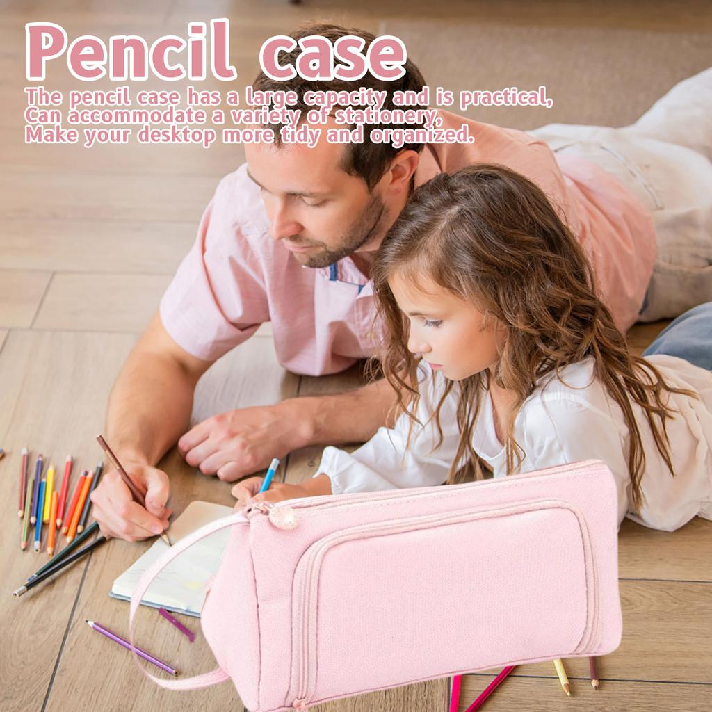 Portable School Bag Pencil Case Primary School Student Three-layer Large Capacity Pencil Case Girl Cute Multifunctional Stationery Bag Portable