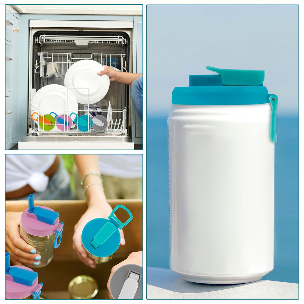 4Pcs Soda Can Cover Creative Sealed Silicone Straw Beverage Can Cover Cup Cov Suitable For Canned Beverage Reusable Tank Cover