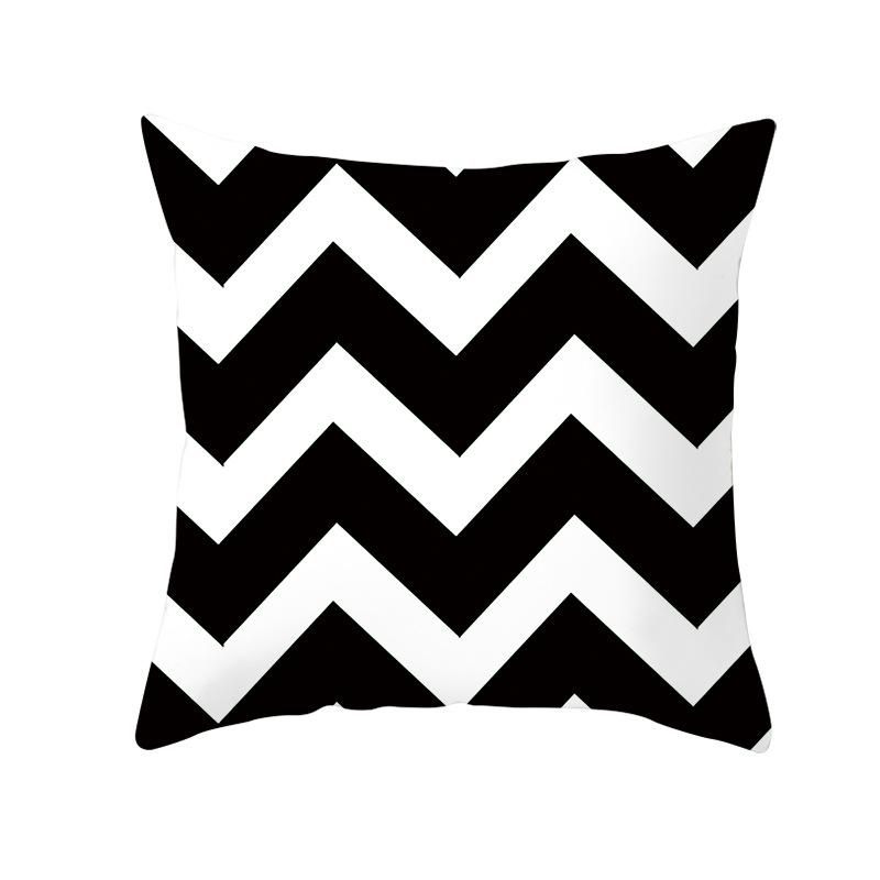 Simple Black and White Plaid Geometric Wave Pattern Cushion Cover Home Living Room Sofa Decorative Pillow Pillow Cover