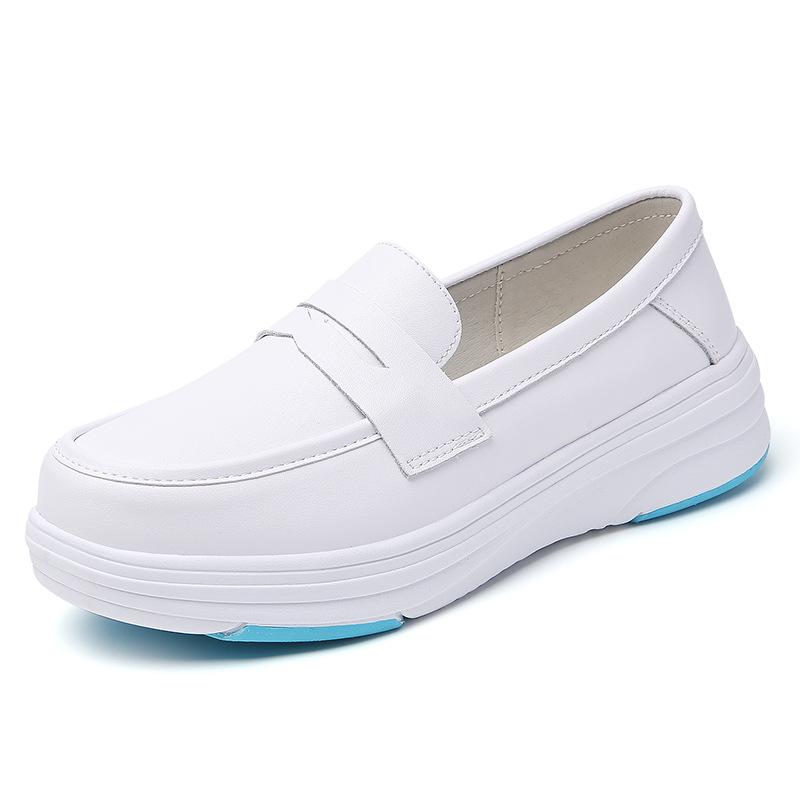 

Женские рабочие туфли из черной кожи на мягкой подошве - Удобные для длительного стояния 42 белый