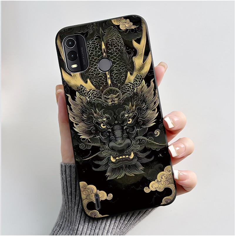 Schwarzes Case für Nokia G11 Plus Einzigartiges Design Schwarze Katze mit Korb Muster Schale Gelee Farbe Kratzfest Weiche Hülle
