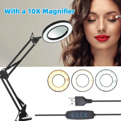 72LED 8X/10X NEUE beleuchtete Lupe USB 3 Farben LED-Lupe für Lötkolbenreparatur/Tischlampe/Hautpflege-Schönheit