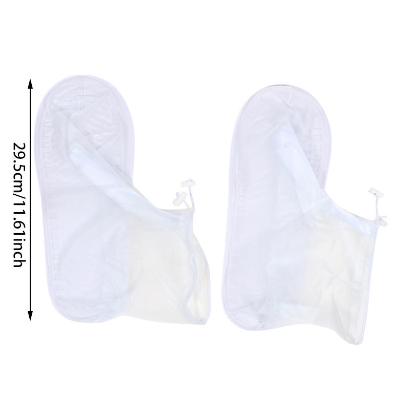 

1 Pair Waterproof Rain Shoes Cover Anti-Slip Reusable Shoe Cover Rain Boots Durable PVC Plastic Shoe Cover For Outdoor Walking Travel XL білий