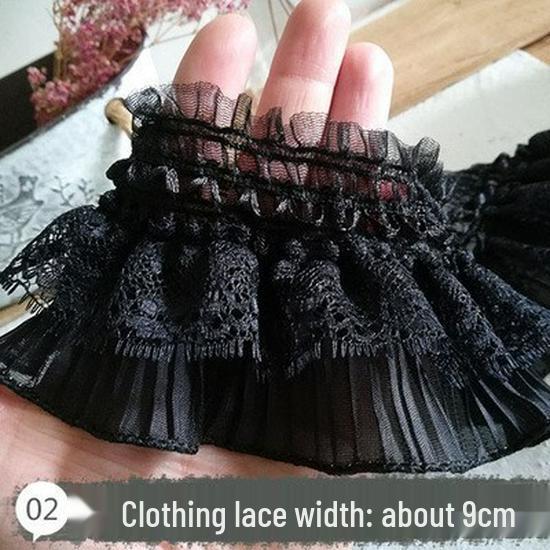 Material organza din dantelă neagră pentru îmbrăcăminte și accesorii DIY - Decorare decolteu și tiv fustă