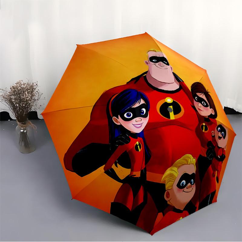 1pc Incredibles Family Automatic Folding Umbrella, 8-Rib Portable & Foldable Design, Highqualityy0722124